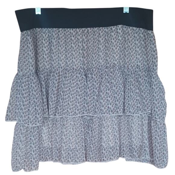 Deb Silk Blend Beige Floral Layered Mini Skirt Elastic Waist Lined Women's 3X - Picture 3 of 6